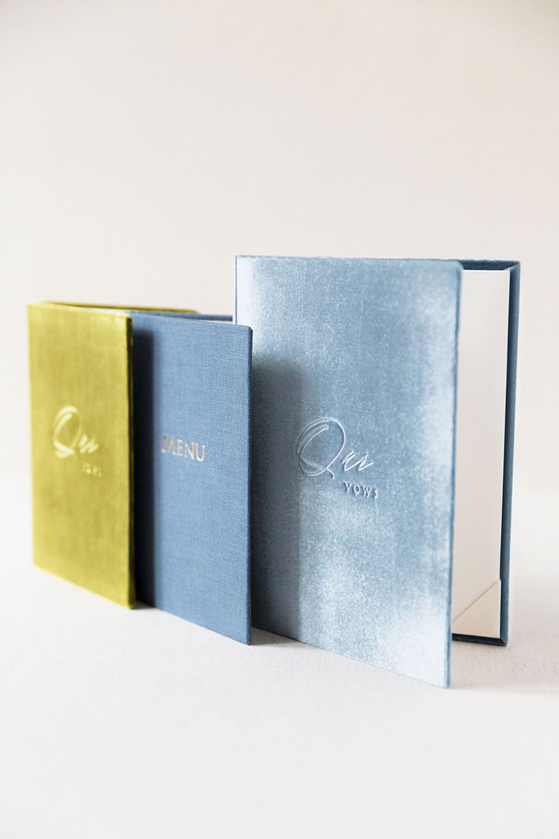 Wedding Stationery Vow Book Covers Velvet Suede Linen Leather
