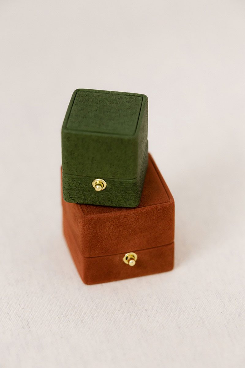 traditional engagement ring box for the bride leather monogram knob lock and loop