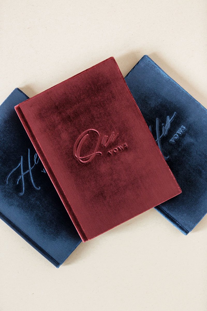 Wedding Stationery Vow Book Covers Velvet Suede Linen Leather