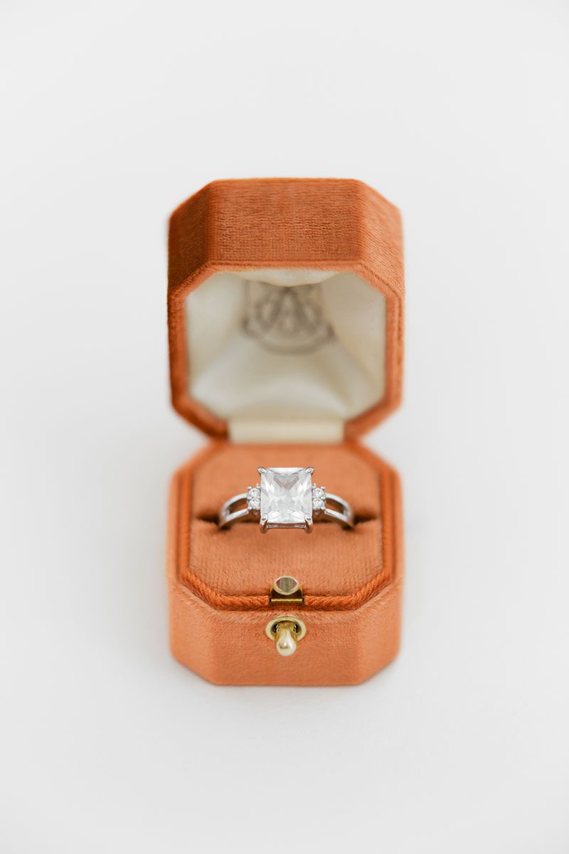 traditional engagement ring box for the bride leather monogram knob lock and loop