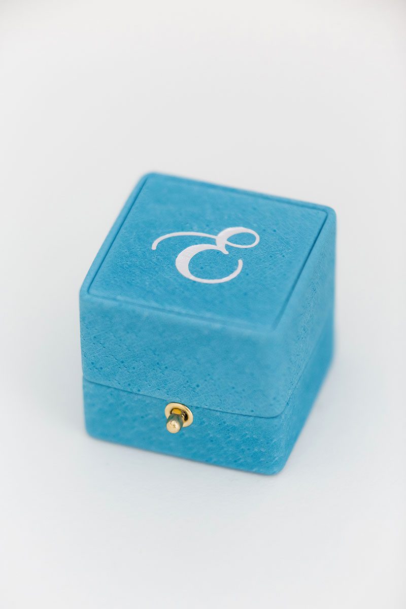 traditional engagement ring box for the bride leather monogram knob lock and loop