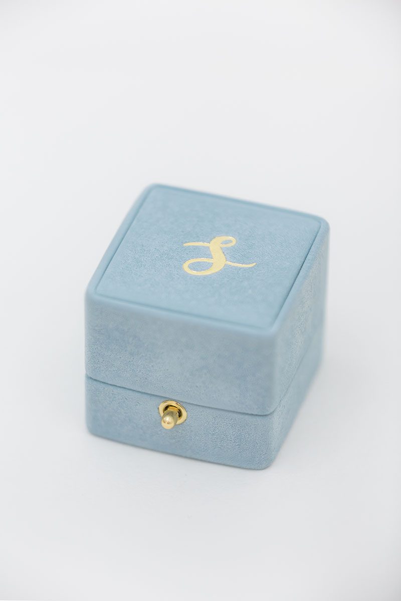 traditional engagement ring box for the bride leather monogram knob lock and loop