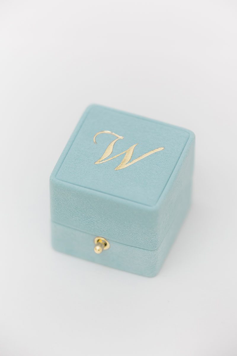 traditional engagement ring box for the bride leather monogram knob lock and loop