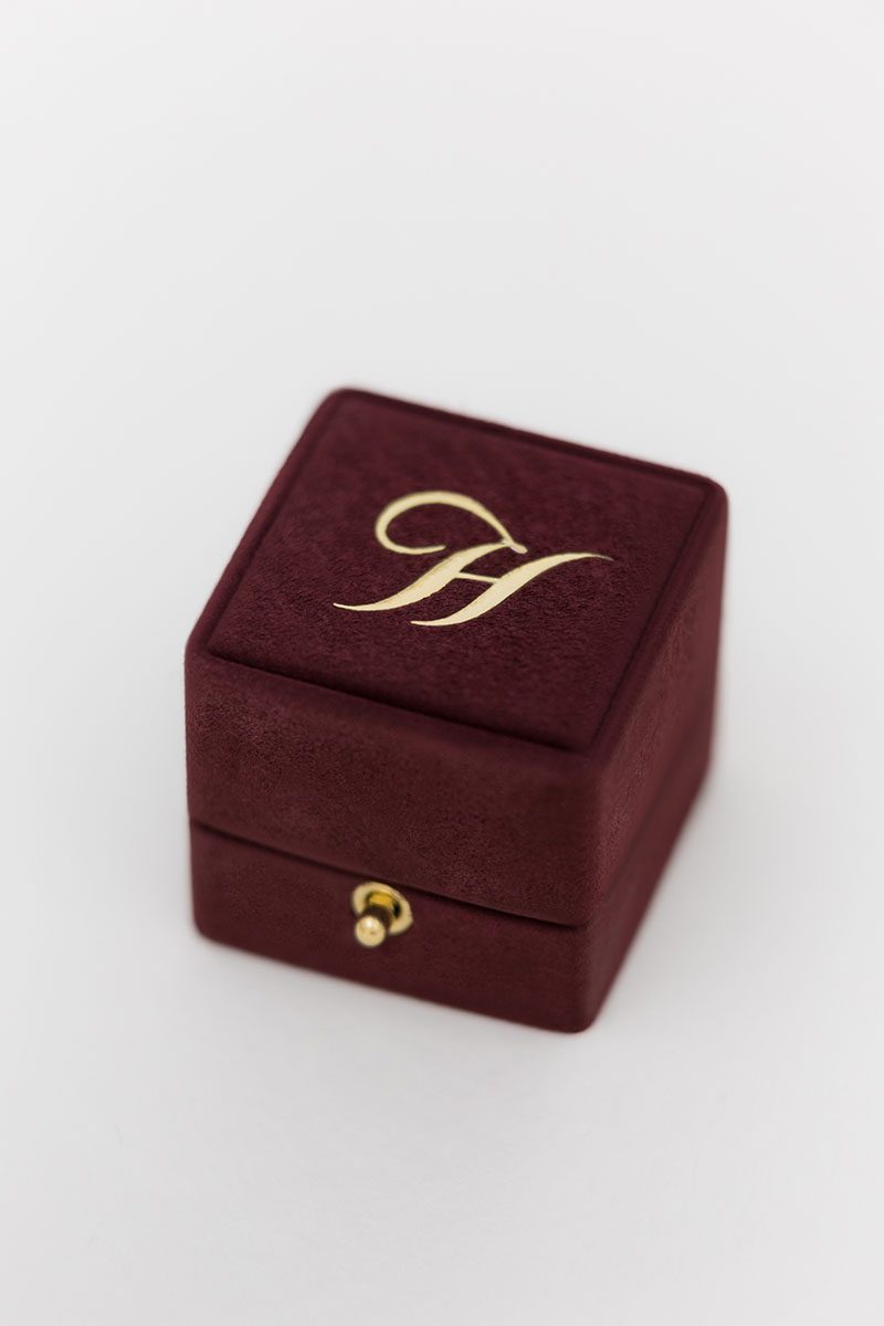 lock and loop ring box traditional leather suede wedding gift